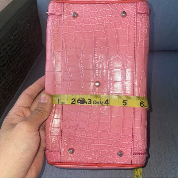 Pink Versace Medusa bag croc embossed leather y2k bag Boston duffle top handle - Picture 14 of 17